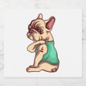 ブルドッグフランスの顔ワインシールおもしろいノベルティGif スパークリングワインラベル (シングルラベル)