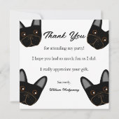 ブルドッグフランスの顔誕生日パーティーサンキューカード 招待状 (裏面)