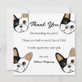 ブルドッグフランスの顔誕生日パーティーサンキューカード 招待状 (裏面)