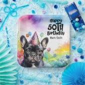 ブルドッグフランスの50th誕生日パーティー ペーパープレート (パーティー)