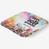 ブルドッグフランスの50th誕生日パーティー ペーパープレート (傾斜あり)