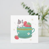 ブルドッグフランスの、イチゴ&カップイラストレーション シーズンカード (スタンド正面)