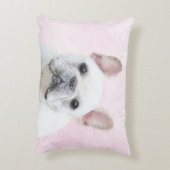 ブルドッグフランスの（クリーム/ホワイト）'絵画 - Dog Art アクセントクッション (裏面(縦))