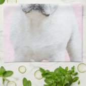 ブルドッグフランスの（クリーム/ホワイト）'絵画 - Dog Art キッチンタオル (折り畳み)