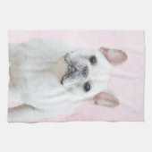 ブルドッグフランスの（クリーム/ホワイト）'絵画 - Dog Art キッチンタオル (横)