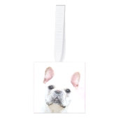 ブルドッグフランスの（クリーム/ホワイト）'絵画 - Dog Art キューブオーナメント (正面)