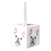 ブルドッグフランスの（クリーム/ホワイト）'絵画 - Dog Art キューブオーナメント (裏面アングル)