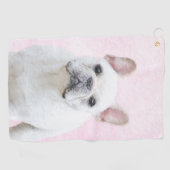 ブルドッグフランスの（クリーム/ホワイト）'絵画 - Dog Art ゴルフタオル (横)
