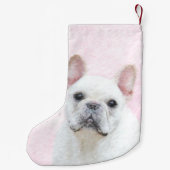 ブルドッグフランスの（クリーム/ホワイト）'絵画 - Dog Art スモールクリスマスストッキング (裏面)