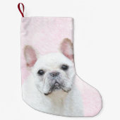 ブルドッグフランスの（クリーム/ホワイト）'絵画 - Dog Art スモールクリスマスストッキング (正面)