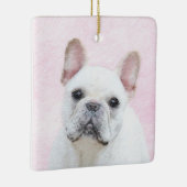 ブルドッグフランスの（クリーム/ホワイト）'絵画 - Dog Art セラミックオーナメント (右)