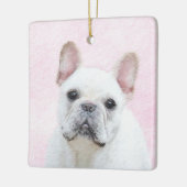 ブルドッグフランスの（クリーム/ホワイト）'絵画 - Dog Art セラミックオーナメント (左)