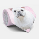 ブルドッグフランスの(クリーム/ホワイト)'絵画 - Dog Art ネクタイ (ロール)