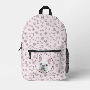 ブルドッグフランスの（クリーム/ホワイト）'絵画 - Dog Art プリントバックパック
