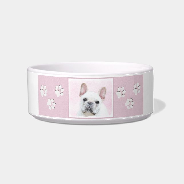 ブルドッグフランスの（クリーム/ホワイト）'絵画 - Dog Art ボウル (右)