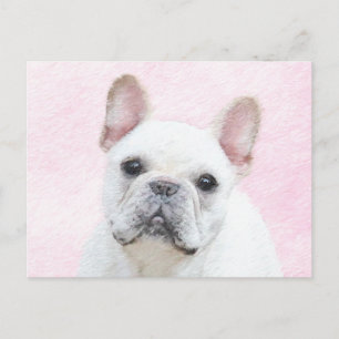 ブルドッグフランスの(クリーム/ホワイト)'絵画 - Dog Art ポストカード