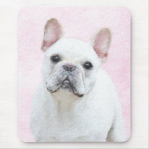 ブルドッグフランスの(クリーム/ホワイト)'絵画 - Dog Art マウスパッド