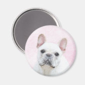 ブルドッグフランスの(クリーム/ホワイト)'絵画 - Dog Art マグネット (正面/裏面)