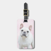 ブルドッグフランスの（クリーム/ホワイト）'絵画 - Dog Art ラゲッジタグ (正面縦)