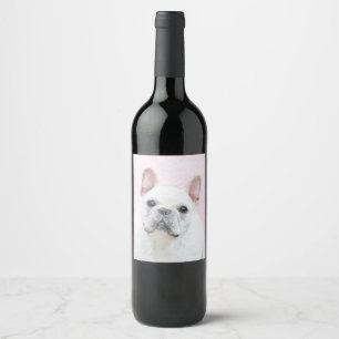 ブルドッグフランスの(クリーム/ホワイト)'絵画 - Dog Art ワインラベル
