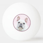 ブルドッグフランスの(クリーム/ホワイト)'絵画 - Dog Art 卓球ボール (裏面)