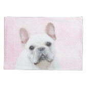 ブルドッグフランスの（クリーム/ホワイト）'絵画 - Dog Art 枕カバー (裏面)