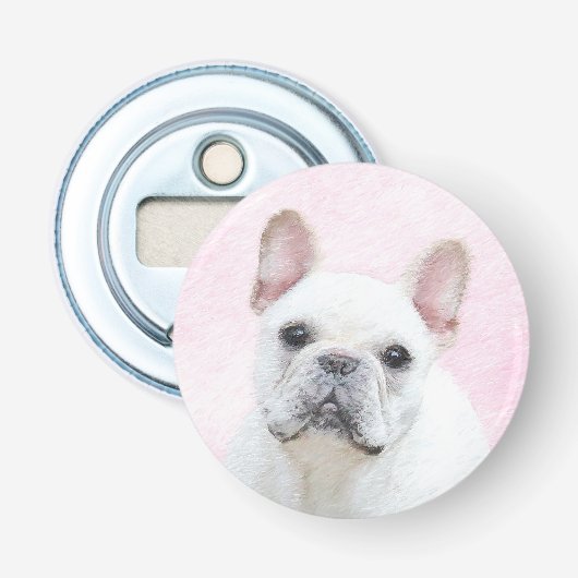 ブルドッグフランスの（クリーム/ホワイト）'絵画 - Dog Art 栓抜き (正面)