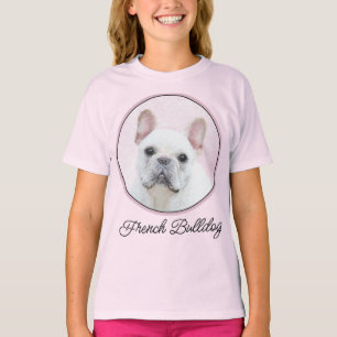ブルドッグフランスの(クリーム/ホワイト)'絵画 - Dog Art T- Tシャツ