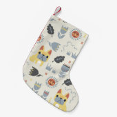 ブルドッグフランスの:スカンジナビアのフローラリピート。 スモールクリスマスストッキング (正面 (吊り時))