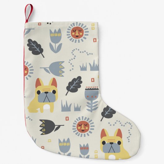 ブルドッグフランスの:スカンジナビアのフローラリピート。 スモールクリスマスストッキング (正面)