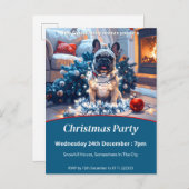 ブルドッグフランスの&フェアリーがクリスマスを点灯 インビテーションポストカード (正面/裏面)