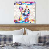 ブルドッグフランスの – フランス語 – カラフルモザイク キャンバスプリント (インサイチュ (寝室))