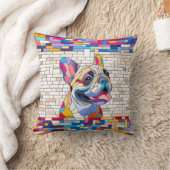 ブルドッグフランスの – フランス語 – カラフルモザイク クッション (ブランケット)