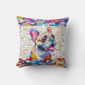 ブルドッグフランスの – フランス語 – カラフルモザイク クッション (正面)