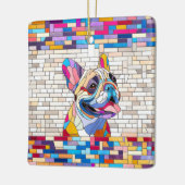 ブルドッグフランスの – フランス語 – カラフルモザイク セラミックオーナメント (左)