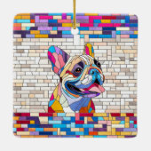 ブルドッグフランスの – フランス語 – カラフルモザイク セラミックオーナメント (裏面)