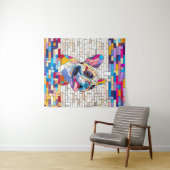 ブルドッグフランスの – フランス語 – カラフルモザイク タペストリー (インサイチュ(横))