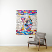 ブルドッグフランスの – フランス語 – カラフルモザイク タペストリー (インサイチュ)