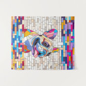 ブルドッグフランスの – フランス語 – カラフルモザイク タペストリー (正面(横))