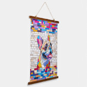 ブルドッグフランスの – フランス語 – カラフルモザイク 吊り下げ型タペストリー (傾斜あり)