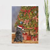 ブルドッグフランスの – ブラックウォーター色クリスマスツリー カード (正面)