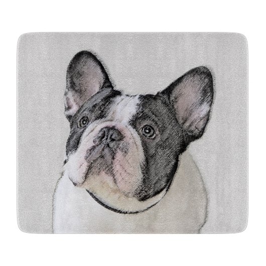 ブルドッグフランスの(ブリンドル・ピー絵画) s - Dog Art カッティングボード (正面)