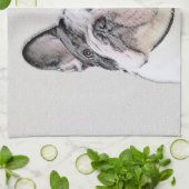 ブルドッグフランスの(ブリンドル・ピー絵画) s - Dog Art キッチンタオル (折り畳み)