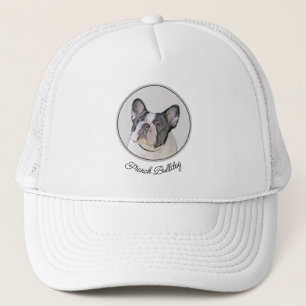 ブルドッグフランスの(ブリンドル・ピー絵画) s - Dog Art キャップ