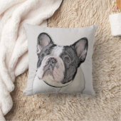 ブルドッグフランスの(ブリンドル・ピー絵画) s - Dog Art クッション (ブランケット)