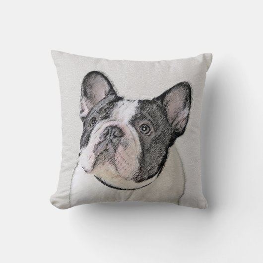 ブルドッグフランスの(ブリンドル・ピー絵画) s - Dog Art クッション (正面)
