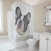 ブルドッグフランスの(ブリンドル・ピー絵画) s - Dog Art シャワーカーテン (インサイチュ)