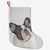 ブルドッグフランスの(ブリンドル・ピー絵画) s - Dog Art スモールクリスマスストッキング (正面)