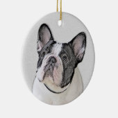 ブルドッグフランスの(ブリンドル・ピー絵画) s - Dog Art セラミックオーナメント (右)