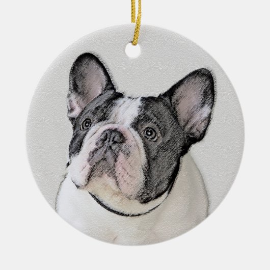 ブルドッグフランスの(ブリンドル・ピー絵画) s - Dog Art セラミックオーナメント (正面)